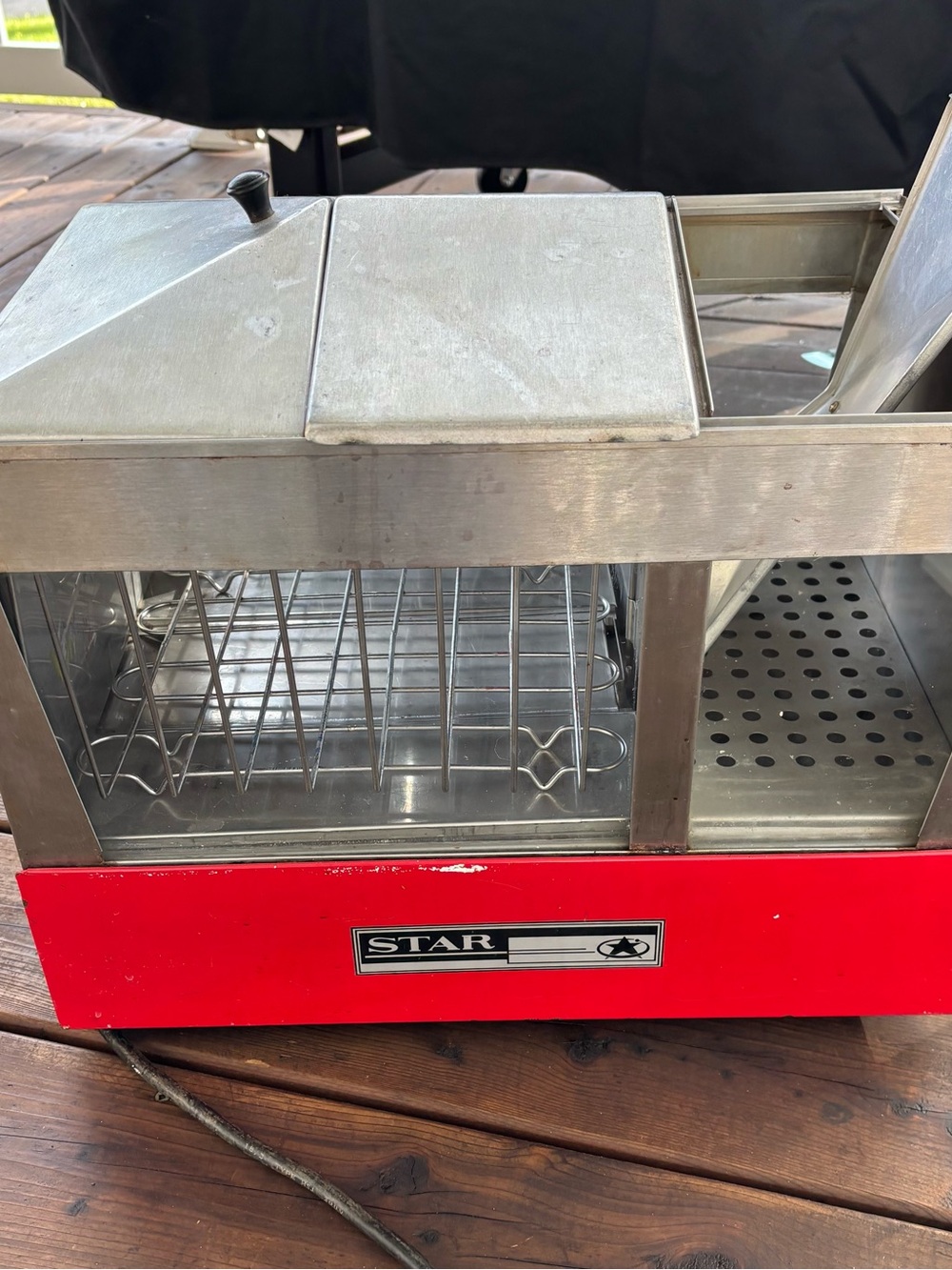 Red Stainless Hot Dog Roller/Warmer Display